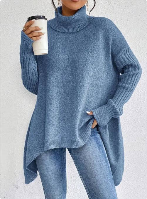 Irregular Turtleneck Knit Sweater