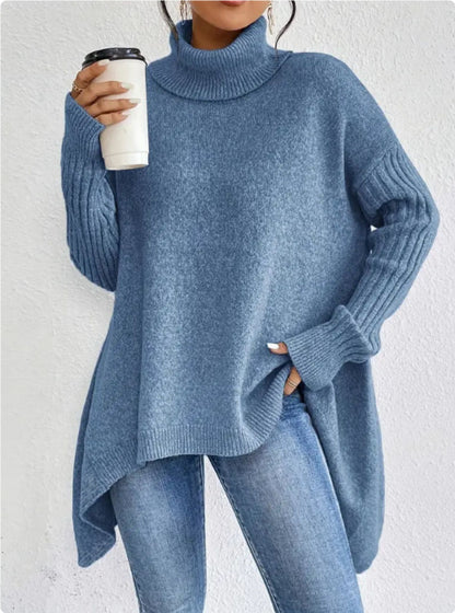 Irregular Turtleneck Knit Sweater