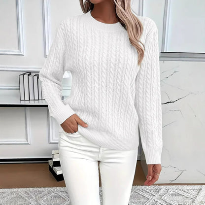 Classic Twist Knit Round Neck Sweater