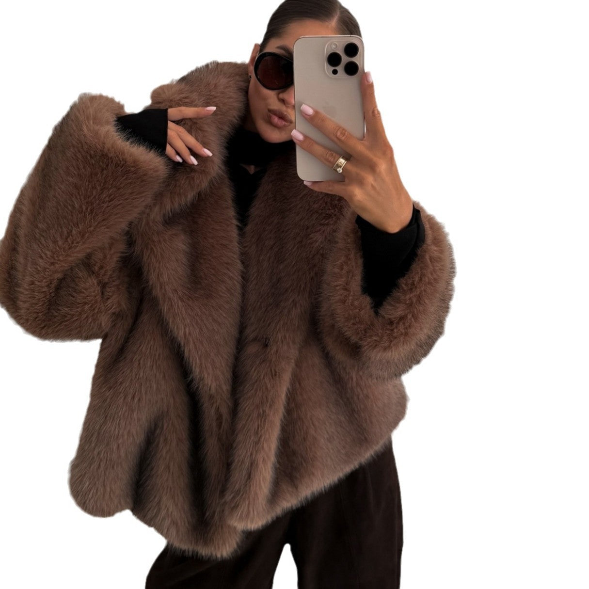 Plush Faux Fur Winter Coat for Women