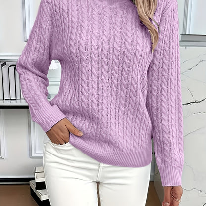 Classic Twist Knit Round Neck Sweater