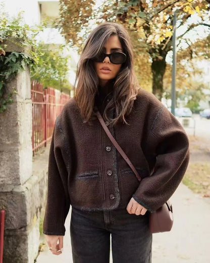 Stylish Button Woolen Coat
