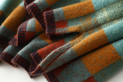Checkerboard Wool Turtleneck Sweater