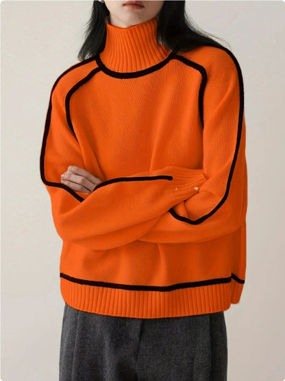 Cozy Half Turtleneck Loose Knit Sweater