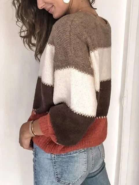 Striped Round Neck Knit Sweater