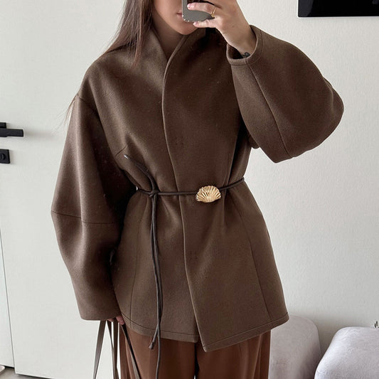 Elegant Brown Wool Coat