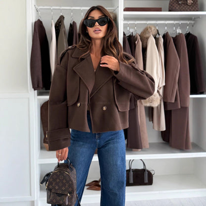 Solid Color Short Woolen Coat