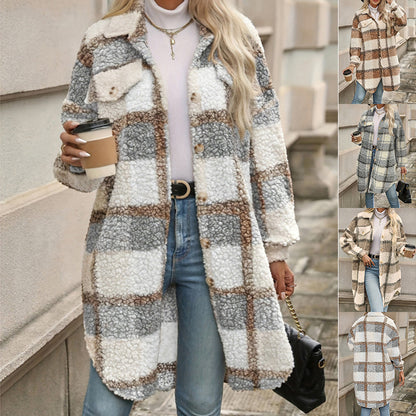 Colorblock Plaid Padded Jacket