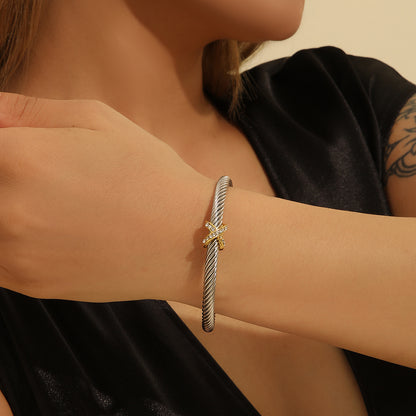 Cross Accent Cable Bracelet