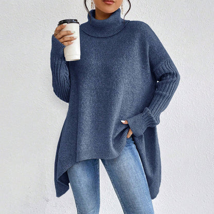 Irregular Turtleneck Knit Sweater