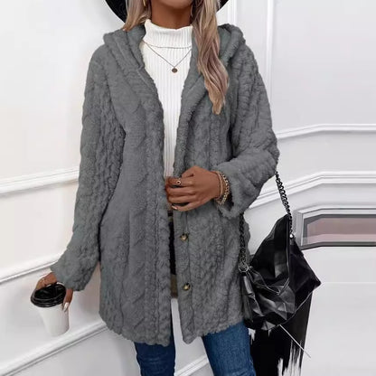 Solid Color Hooded Winter Jacket