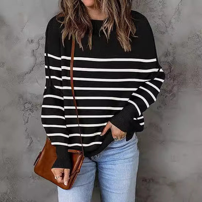 Loose Fit Striped Knit Sweater