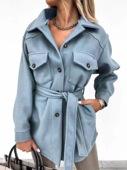 Belted Pocket Button Jacket