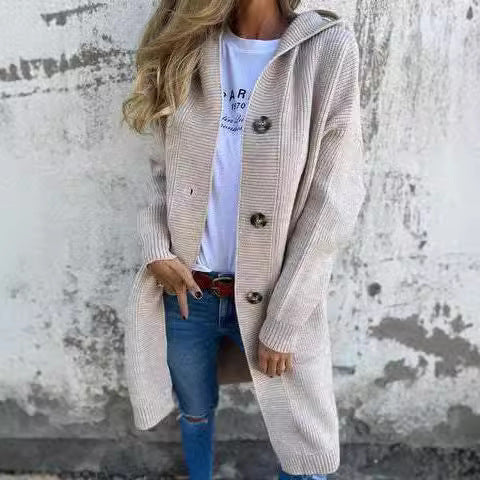 Mid-Length Knit Button Cardigan