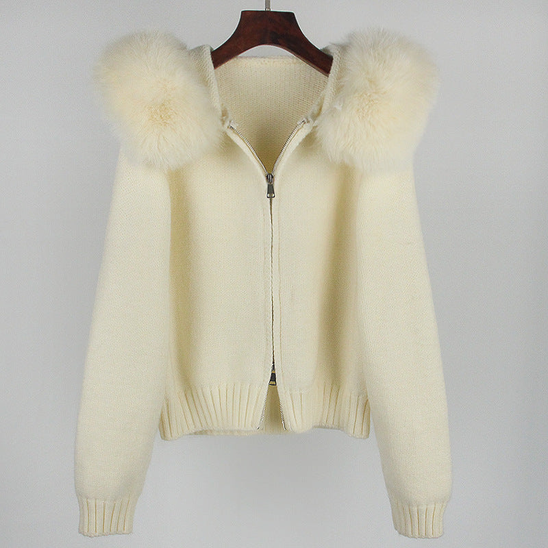 Women’s Fox Fur Hooded Zipper Coat