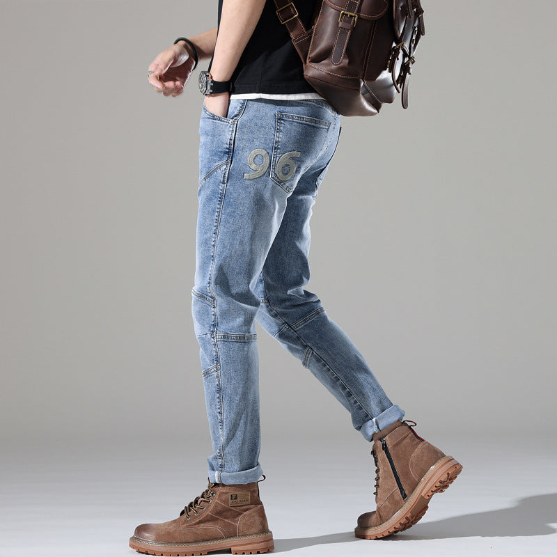 Moda Elite | Jeansy z lekkiego sprania ze stretchem i haftem