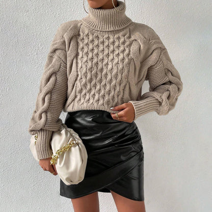 Soft Cable High-Neck Knit