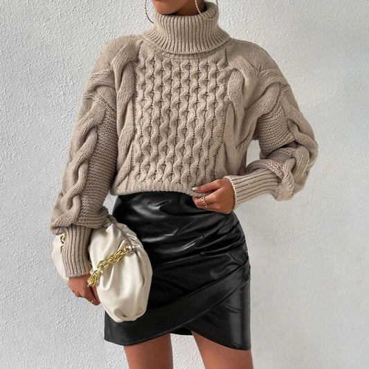 Soft Cable High-Neck Knit