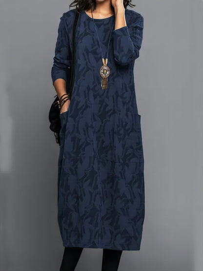 Retro Crew Neck Knitted A-Line Dress