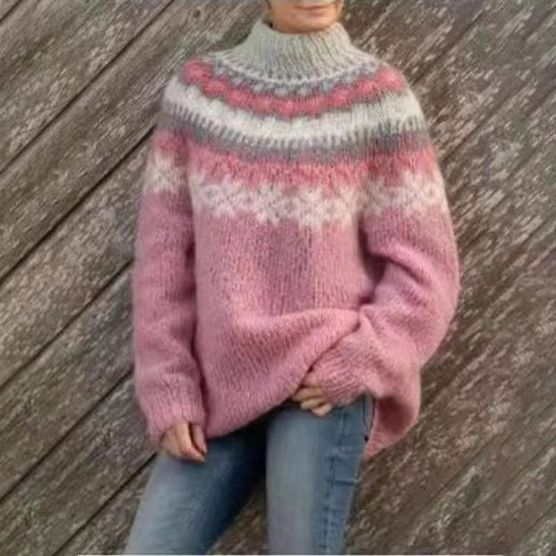 Vintage Jacquard Knit Pullover Sweater