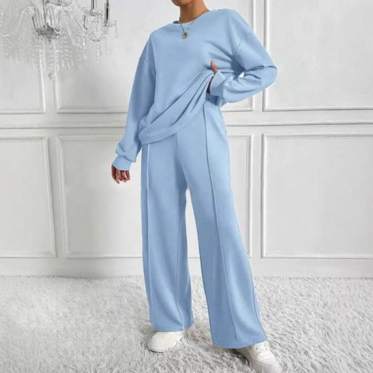 Round Neck Long Sleeve Trousers Set
