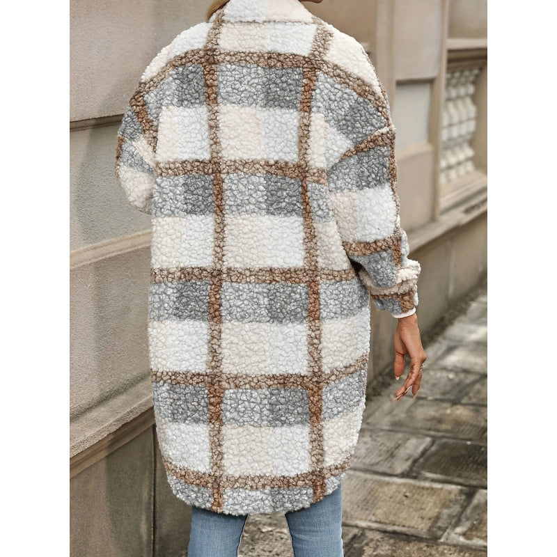 Colorblock Plaid Padded Jacket
