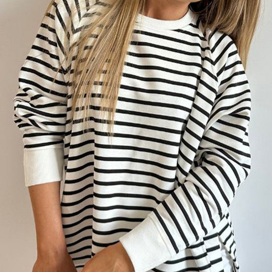 Striped Round Neck Knit Top