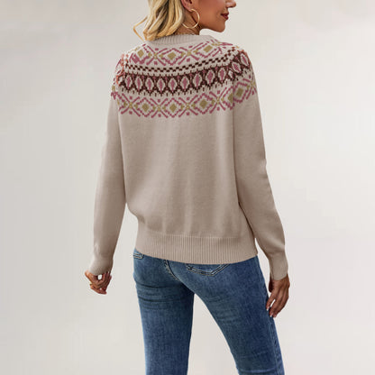 Nordic Pattern Knit Pullover Sweater