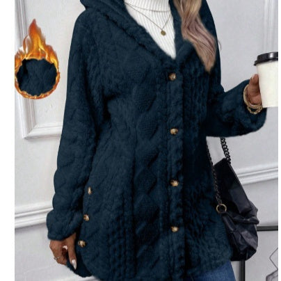 Solid Color Hooded Winter Jacket