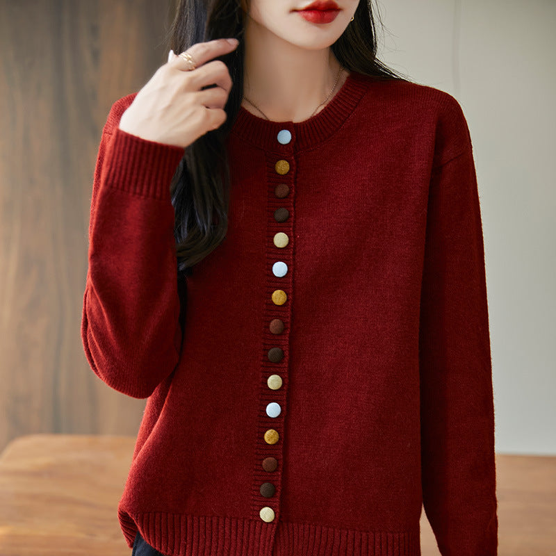 Colorful Button Knitted Cardigan