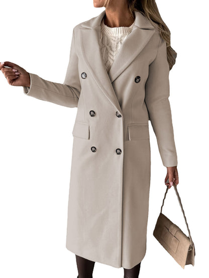 Double-Breasted Long Lapel Coat