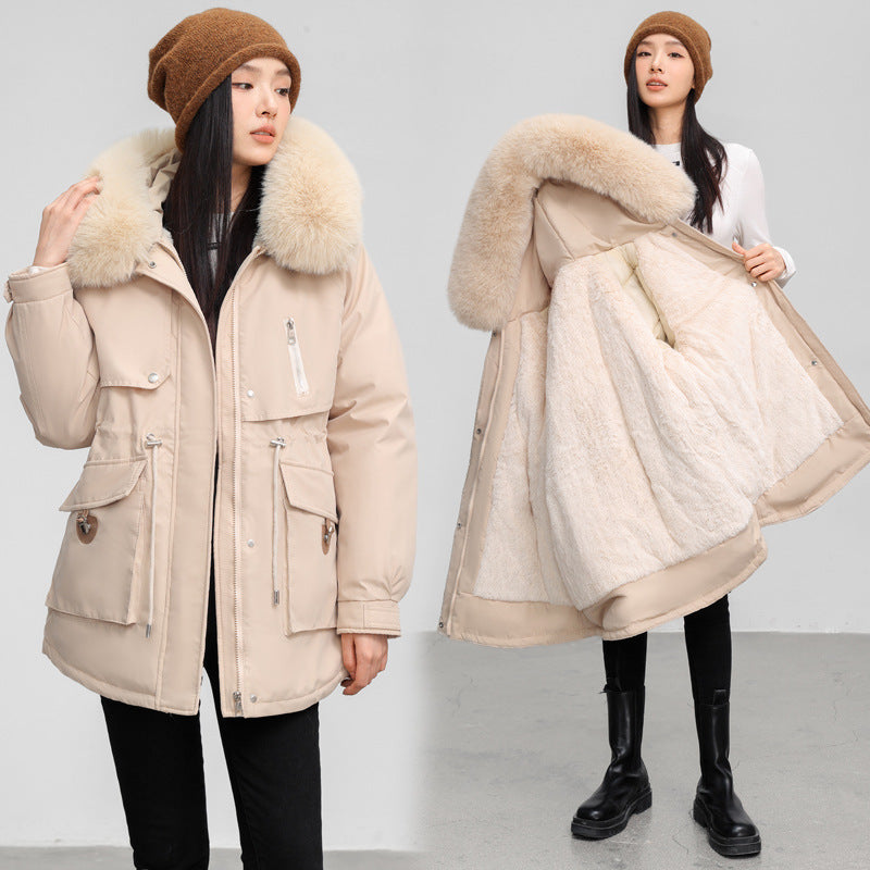 Fleece-Lined Slim Fit Cotton Parka Coat