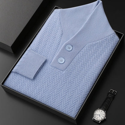 Męski sweter kaszmirowy z kołnierzem z klapami