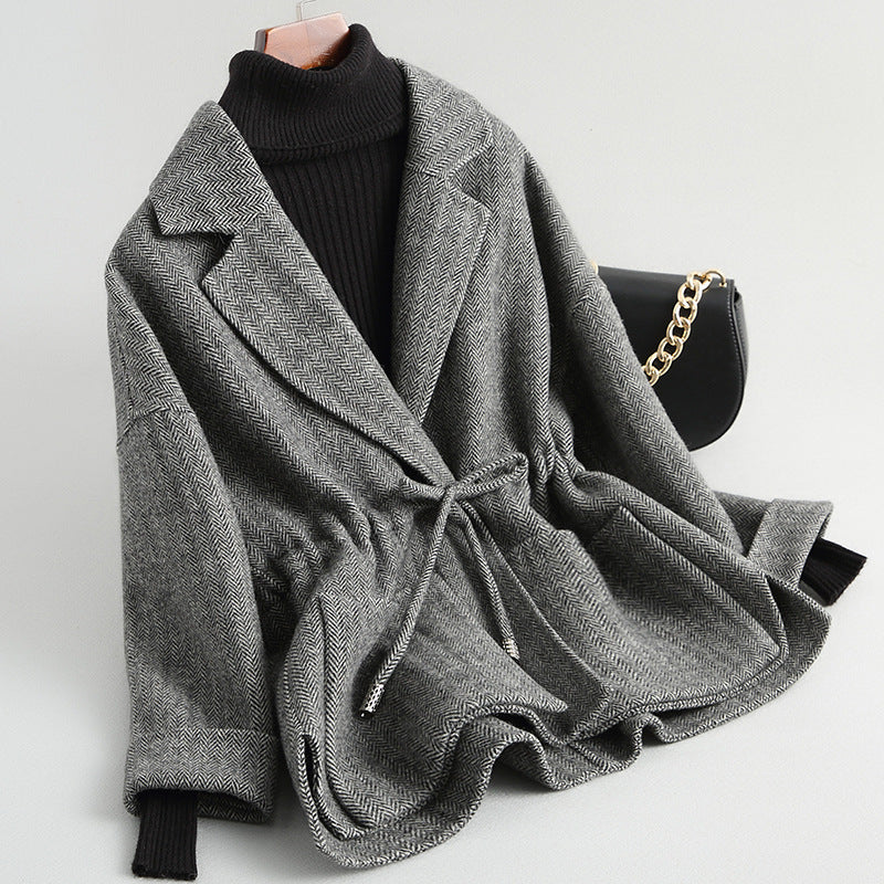 Double-Sided Wool Short Overcoat