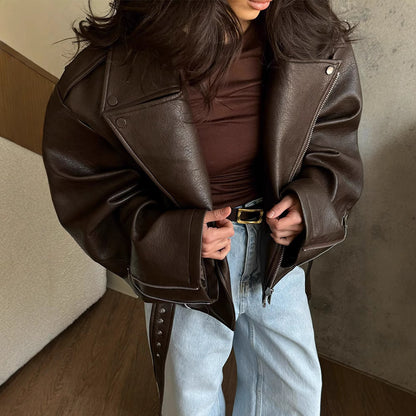 Short Belted Leather Jacket