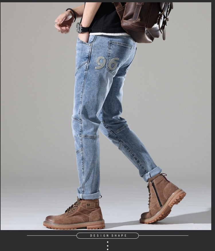 Moda Elite | Jeansy z lekkiego sprania ze stretchem i haftem