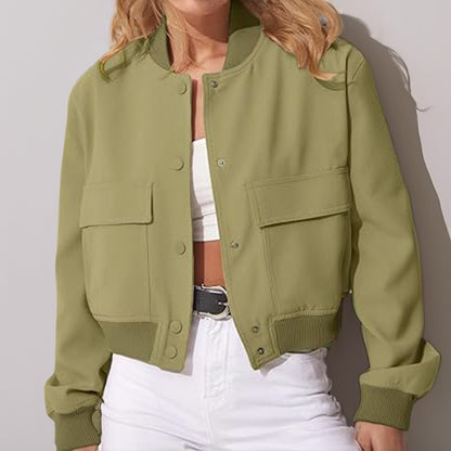 Cropped Stand-Collar Utility Jacket