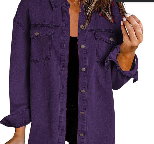 Frayed Hem Washed Denim Jacket