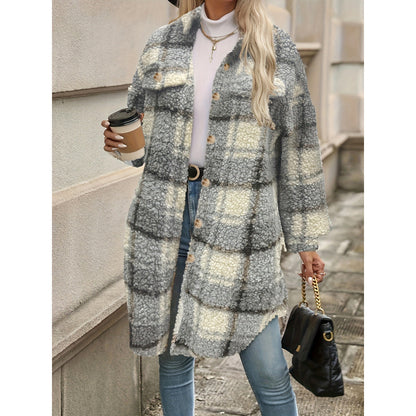 Colorblock Plaid Padded Jacket