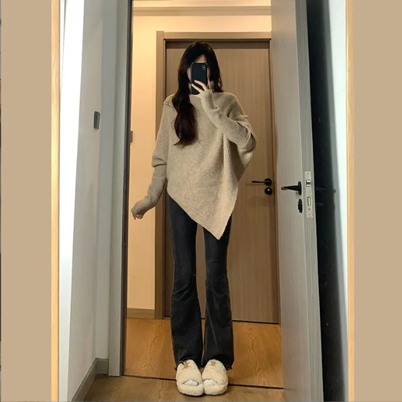Modern Irregular Turtleneck Sweater