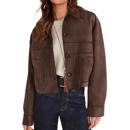 Faux Suede Short Casual Lightweight Autumn Jacket