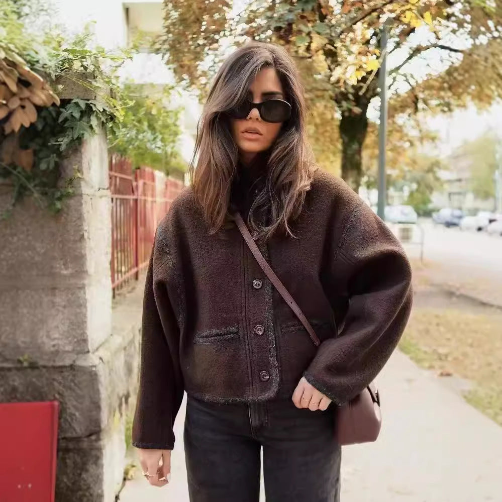 Stylish Button Woolen Coat