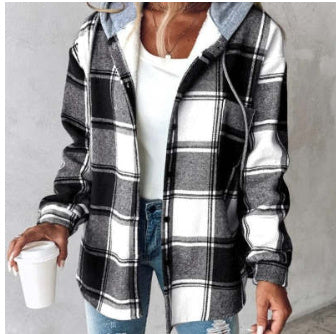 Plaid Hooded Casual Jacket