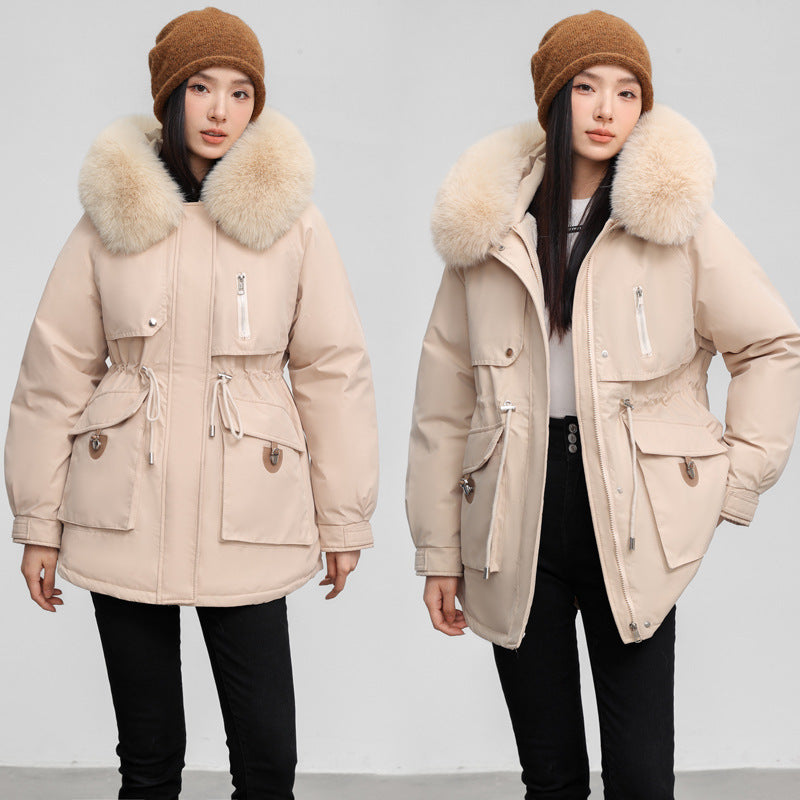 Fleece-Lined Slim Fit Cotton Parka Coat