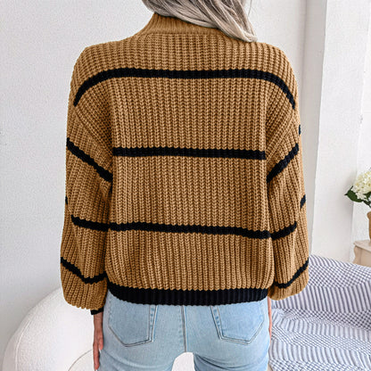 Casual Striped Knit Sweater