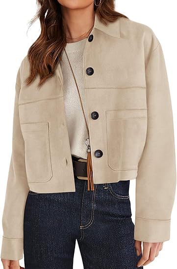 Faux Suede Short Casual Lightweight Autumn Jacket