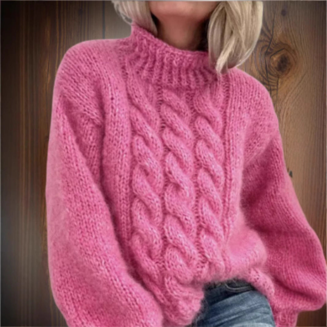 Chunky Turtleneck Cable Knit Sweater