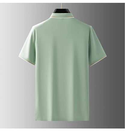 Jedwab morwowy polo z krótkim rękawem