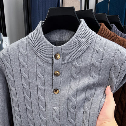 sweter z warkoczowym splotem i stójką