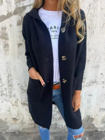 Mid-Length Knit Button Cardigan